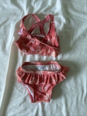 Mile the Label Girls Floral Ruffle Bikini Set - Rose & Peach Pink